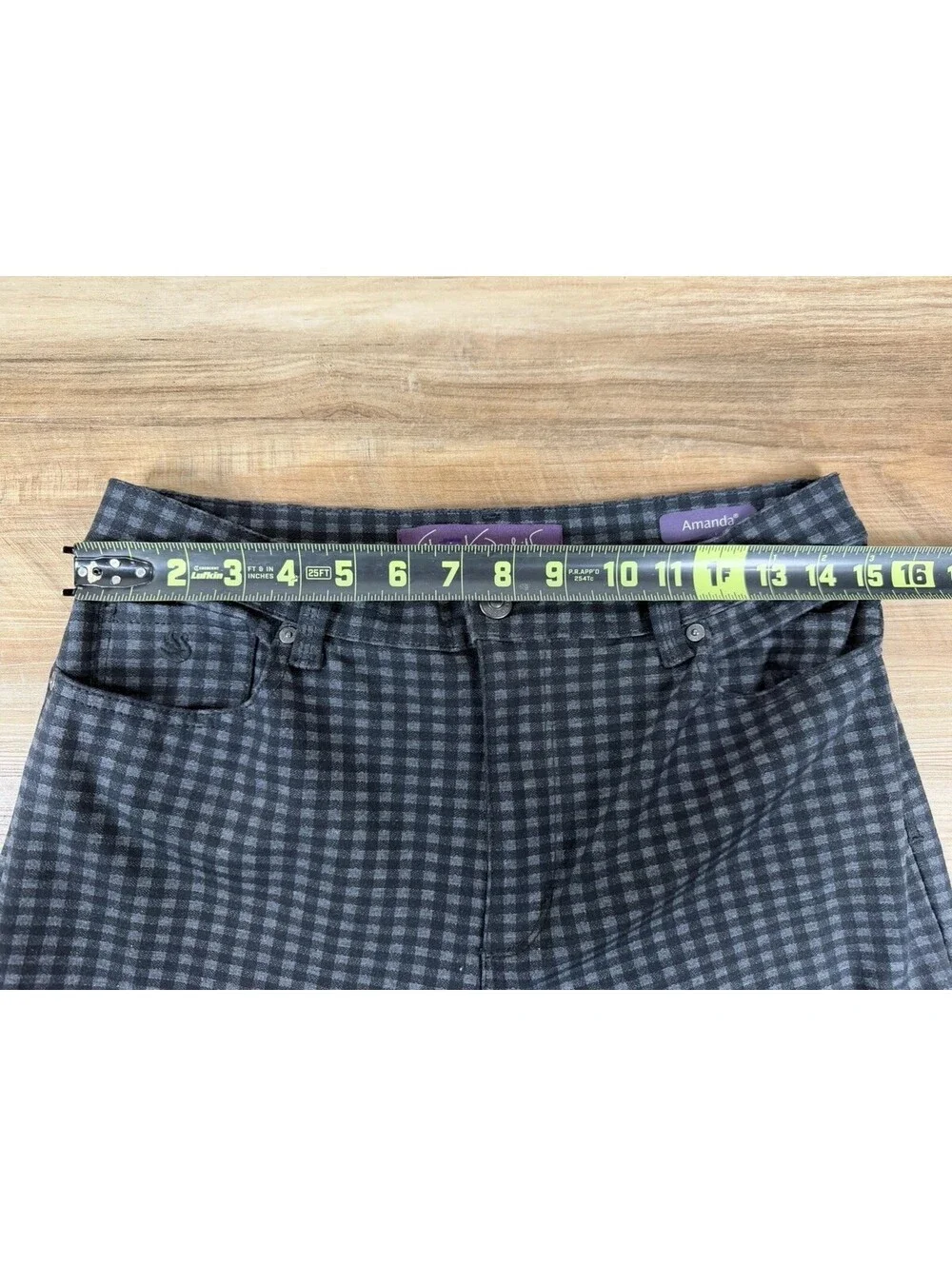 Plaid Gingham Check Gloria Vanderbilt Amanda Jeans / Pants Size 10 Black & Gray